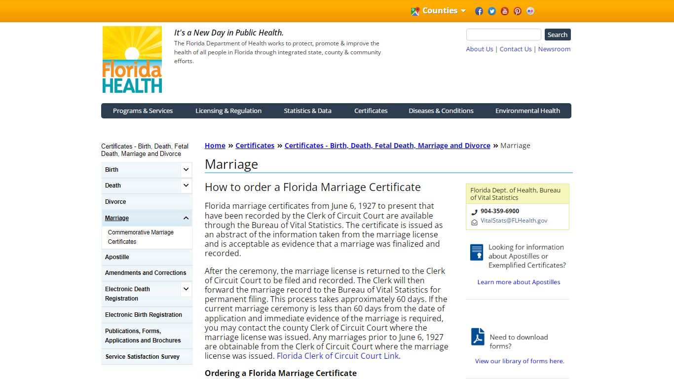 Marriage | Florida Department of Health